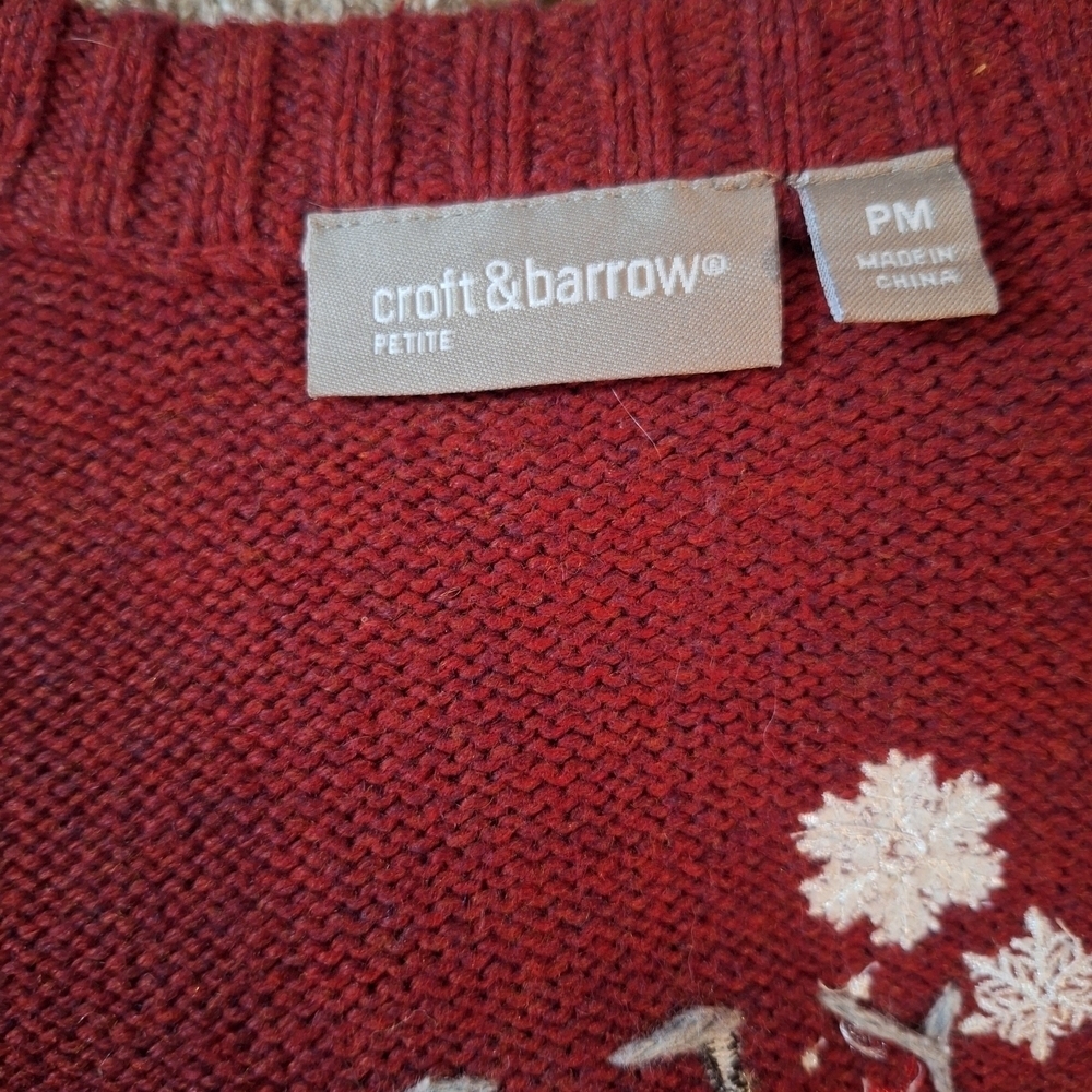 Croft & Barrow Burgundy Snowflake Sweater - Picture 5 of 6